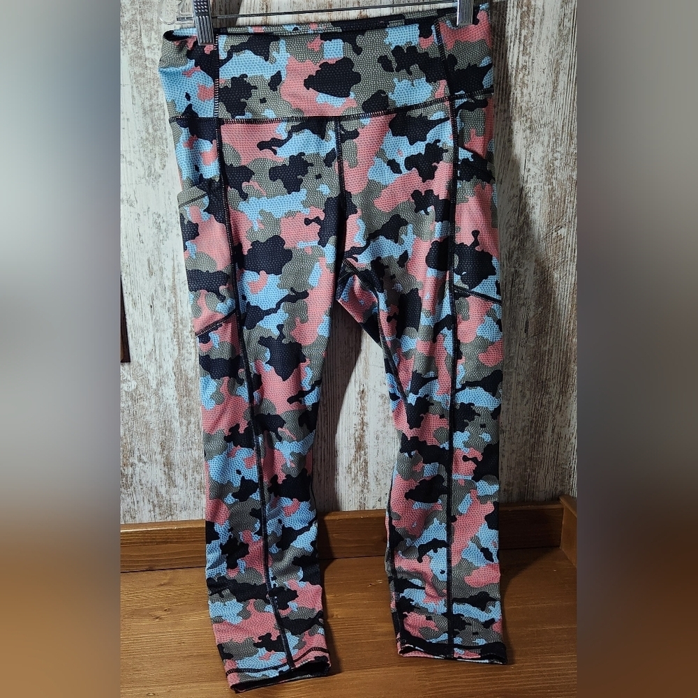 Pro Player Multicolor Camouflage Athletic Leggings Blue Black Pink